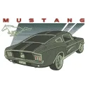 Mustang car embroidery design showcasing intricate stitching patterns for automotive enthusiasts.