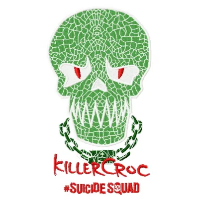 Embroidery design of Killer Croc from Suicide Squad, featuring intricate details for creative stitching.