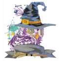 Preview of a Halloween owl embroidery design featuring a whimsical owl, ideal for festive stitching projects.