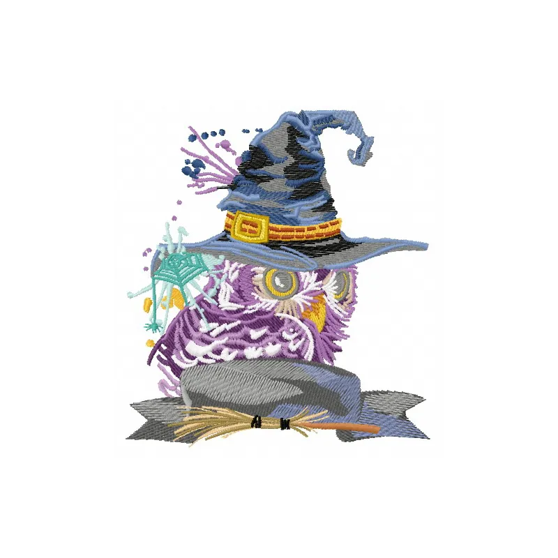 Preview of a Halloween owl embroidery design featuring a whimsical owl, ideal for festive stitching projects.