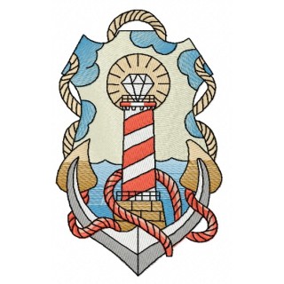 Striped lighthouse 3 embroidery design - Embroidery Design