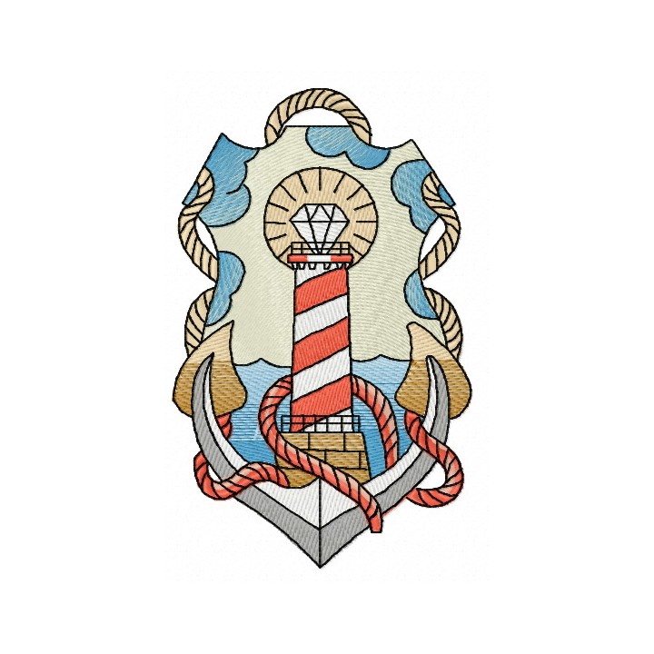 Striped lighthouse 3 embroidery design - Embroidery Design
