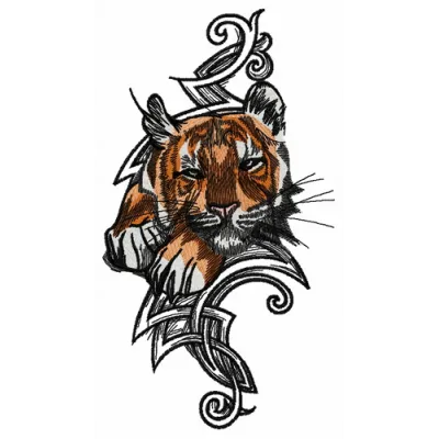 Wild tiger 2 embroidery design featuring a majestic tiger motif, perfect for stitching on apparel or home decor.