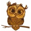 Cute owl embroidery design featuring a whimsical owl motif, perfect for stitching on children's apparel or accessories.