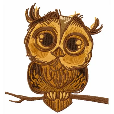 Cute owl embroidery design featuring a whimsical owl motif, perfect for stitching on children's apparel or accessories.