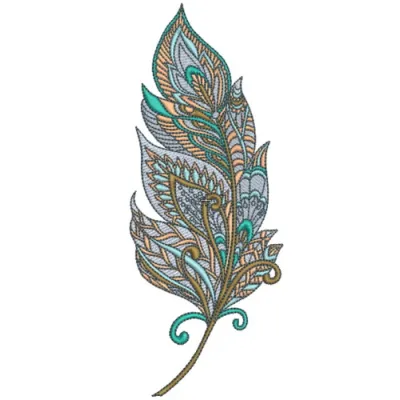 Mosaic feather embroidery design preview showcasing intricate stitching patterns for creative projects.