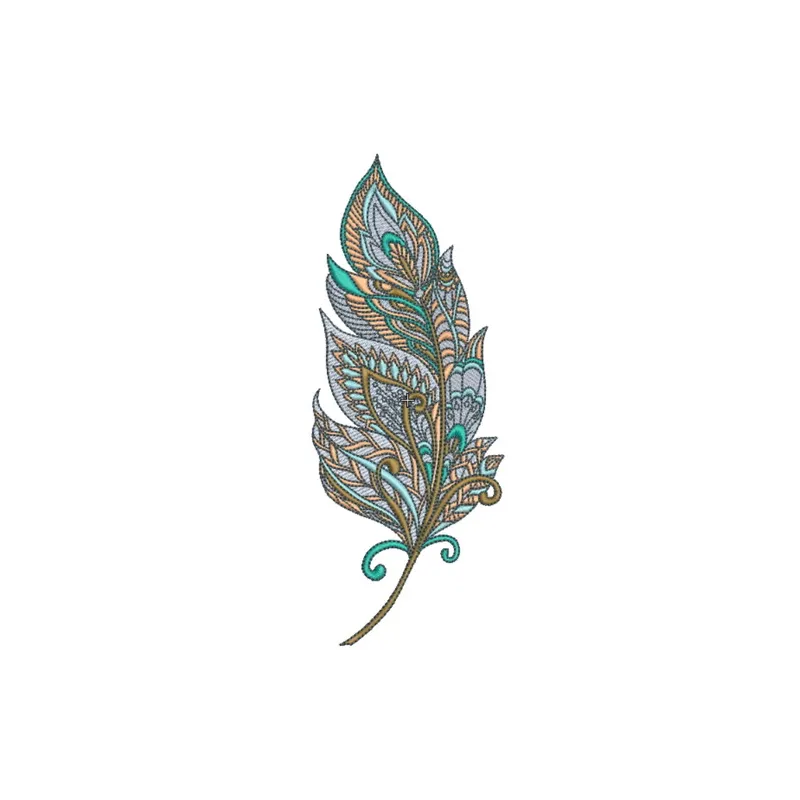 Mosaic feather embroidery design preview showcasing intricate stitching patterns for creative projects.