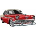 Vintage Cadillac 1950's car embroidery design showcasing intricate stitching patterns for creative projects.