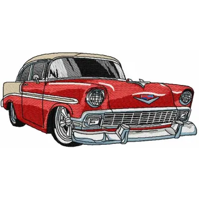 Vintage Cadillac 1950's car embroidery design showcasing intricate stitching patterns for creative projects.
