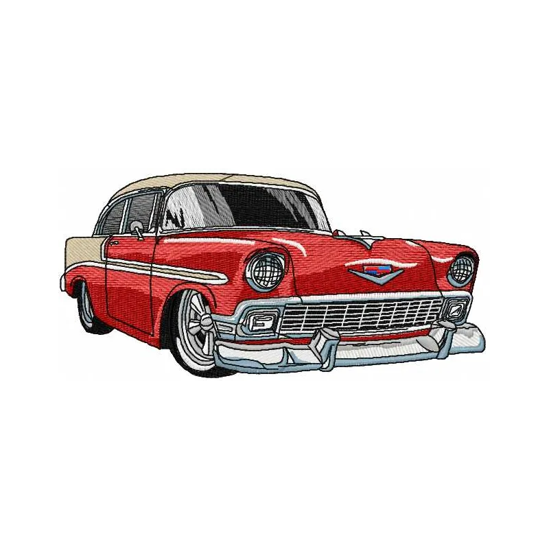Vintage Cadillac 1950's car embroidery design showcasing intricate stitching patterns for creative projects.