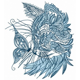 Curious mosaic cat 2 embroidery design - Embroidery Design