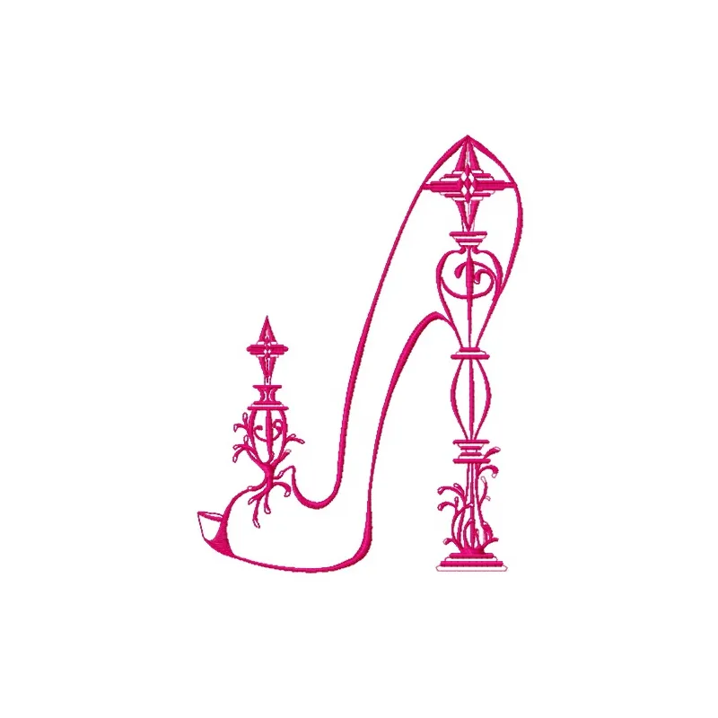 Preview of the Extravagant High Heels 2 embroidery design featuring stylish footwear patterns for fashion accessories.