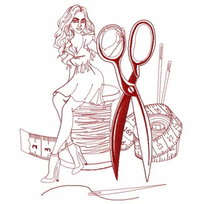 Sewing fairy 2 embroidery design showcasing whimsical stitching patterns for girls and women on fabric.