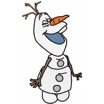 Happy Olaf 6 embroidery design featuring a cheerful snowman from Frozen, ideal for stitching on t-shirts or hoodies.