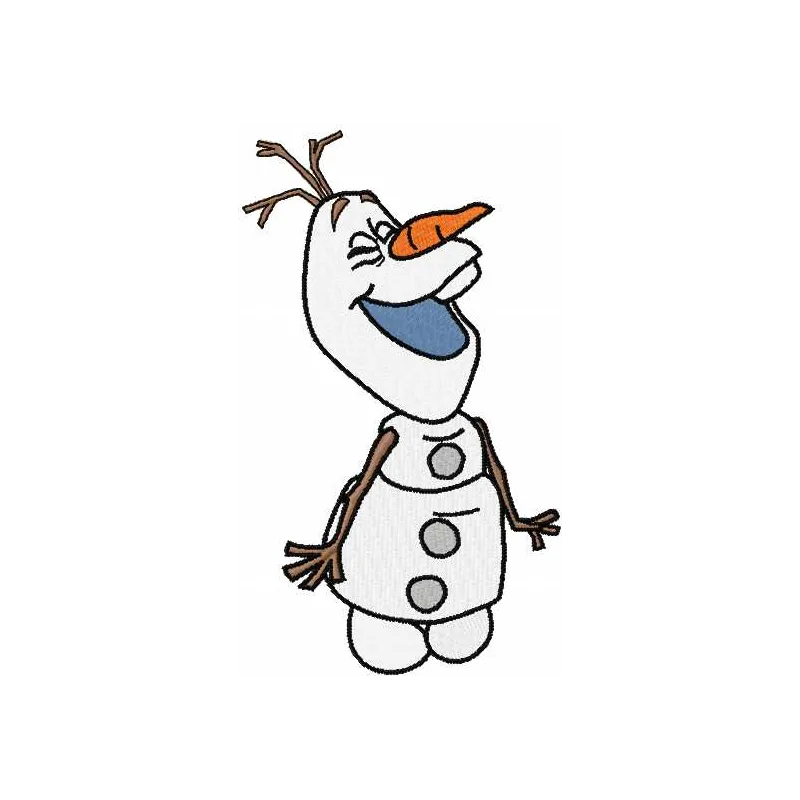 Happy Olaf 6 embroidery design featuring a cheerful snowman from Frozen, ideal for stitching on t-shirts or hoodies.