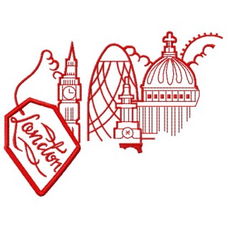 London tea cup 2 embroidery design - Embroidery Design