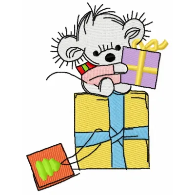 Preview of Christmas presents 4 embroidery design featuring festive gift motifs for holiday stitching projects.