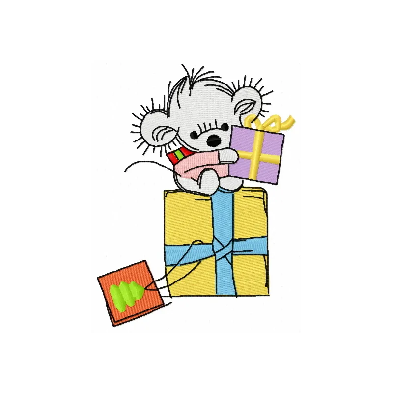 Preview of Christmas presents 4 embroidery design featuring festive gift motifs for holiday stitching projects.