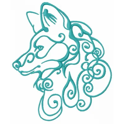 Wolf spirit 6 embroidery design showcasing a majestic wolf motif, ideal for stitching on jackets or totes.