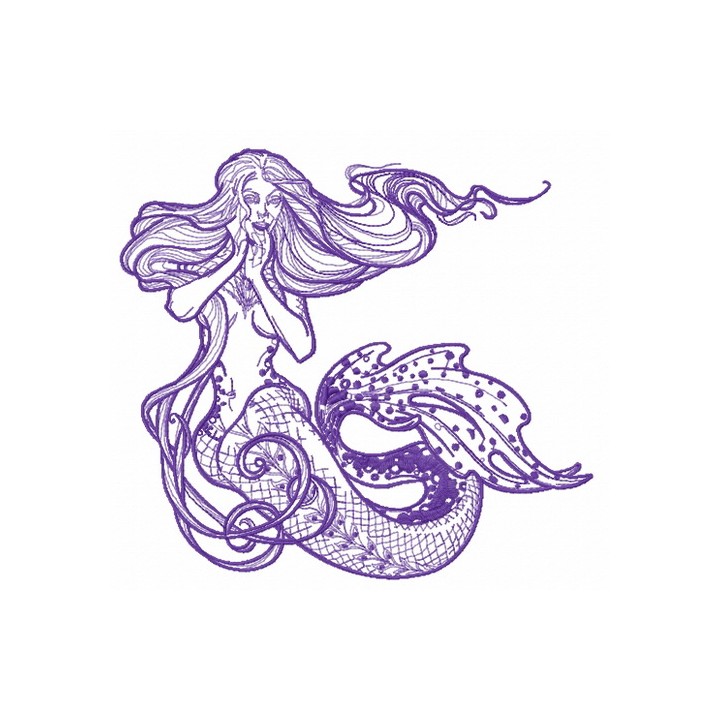 Surpised mermaid 2 embroidery design - Embroidery Design