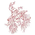 Ugly witch 2 embroidery design showcasing a whimsical witch motif, perfect for Halloween-themed stitching projects.