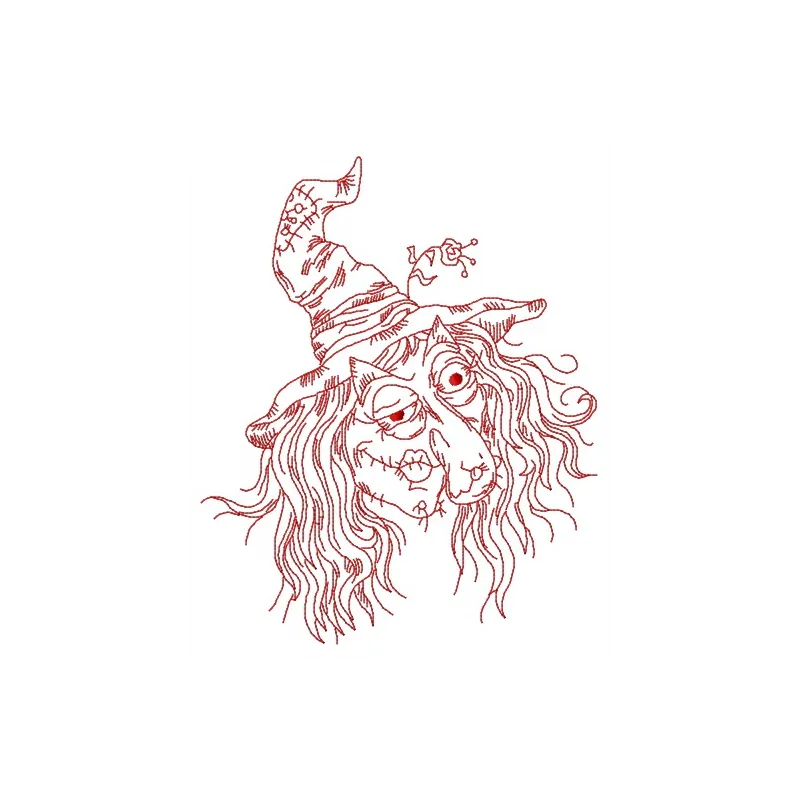 Ugly witch 2 embroidery design showcasing a whimsical witch motif, perfect for Halloween-themed stitching projects.