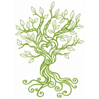 Preview of the Spring Tree of Love 2 embroidery design, showcasing a vibrant tree filled with love motifs.