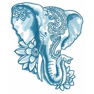 Indian elephant with lotus 2 embroidery design - Embroidery Design