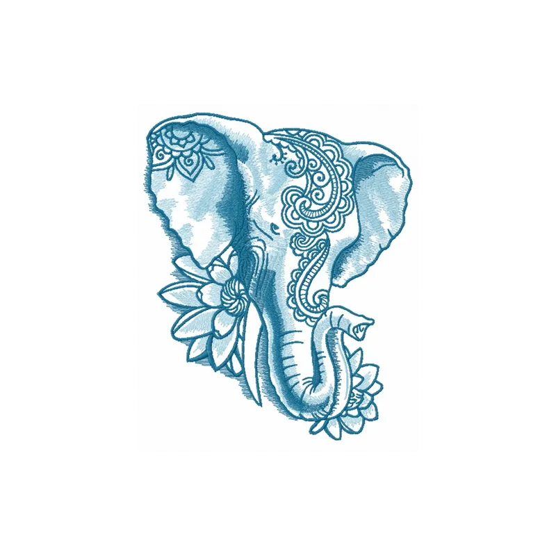 Preview of Indian elephant with lotus 2 embroidery design featuring intricate details and vibrant patterns.