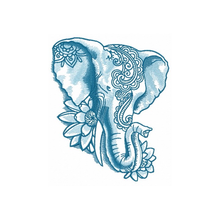 Indian elephant with lotus 2 embroidery design - Embroidery Design