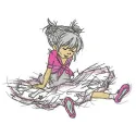 Ballerina tired embroidery design showcasing a whimsical ballerina motif, perfect for girls' apparel and accessories.