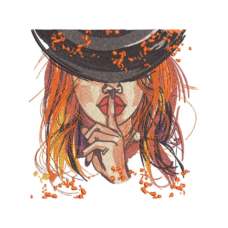 Be quiet embroidery design featuring elegant text and floral accents, ideal for girls' and women's apparel.