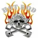 Hot Rod embroidery design featuring a classic car motif, perfect for stitching on jackets and bags.