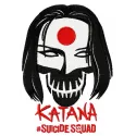 Embroidery design of Katana from Suicide Squad, showcasing intricate stitching patterns for creative projects.
