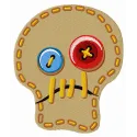 Sewn skull 2 embroidery design featuring a detailed skull motif, perfect for decorating apparel and accessories.