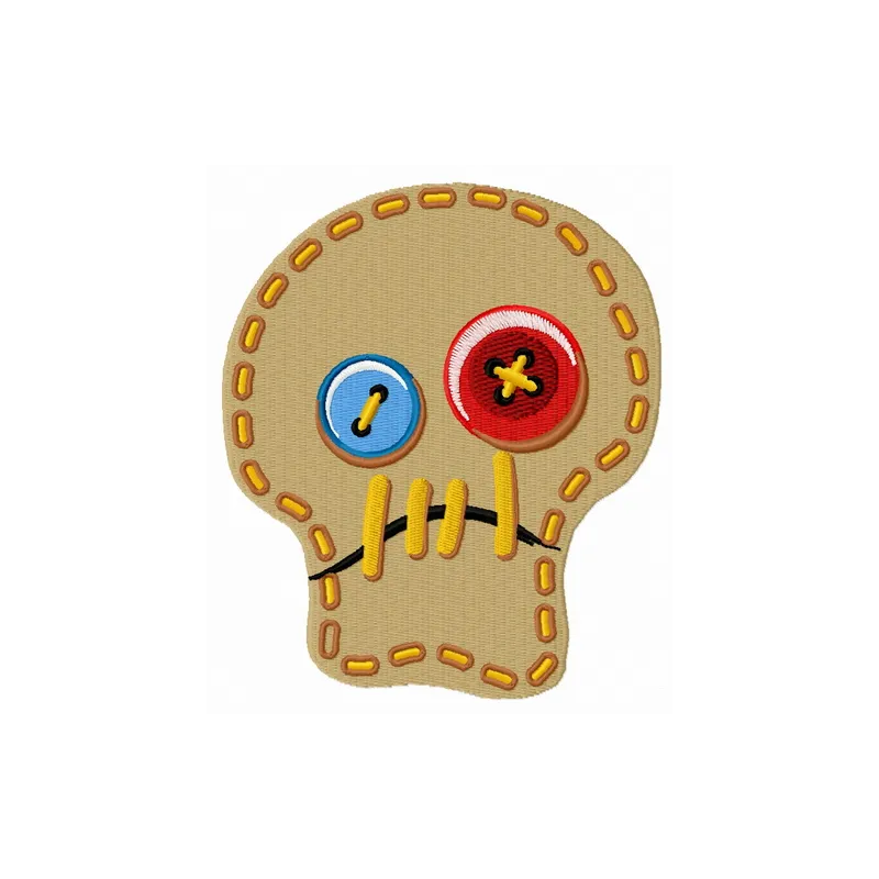 Sewn skull 2 embroidery design featuring a detailed skull motif, perfect for decorating apparel and accessories.