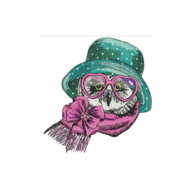 Preview of 'I like to dress up 2' embroidery design featuring whimsical owls, ideal for stitching on apparel or home decor.