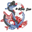 In Blue Sea 2 embroidery design featuring nautical themes, perfect for stitching on t-shirts and tote bags.