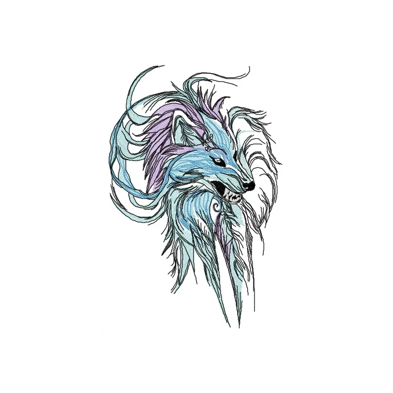 Wolf spirit 4 embroidery design showcasing a majestic wolf motif, ideal for stitching on apparel and home decor.