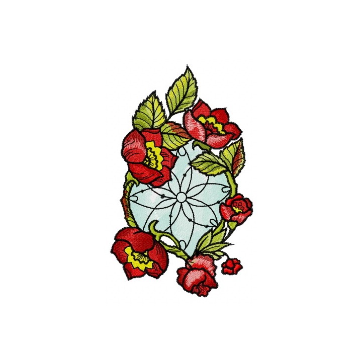 Decoration with poppies 2 embroidery design - Embroidery Design