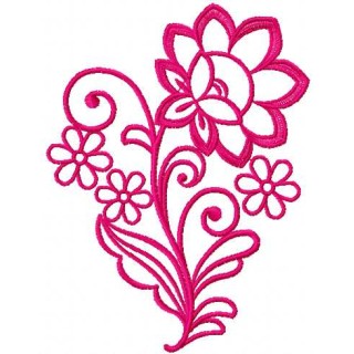 Pink rose one color embroidery design - Embroidery Design