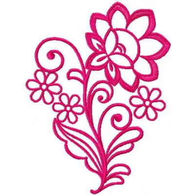 Preview of a pink rose one color embroidery design, showcasing intricate floral stitching patterns.