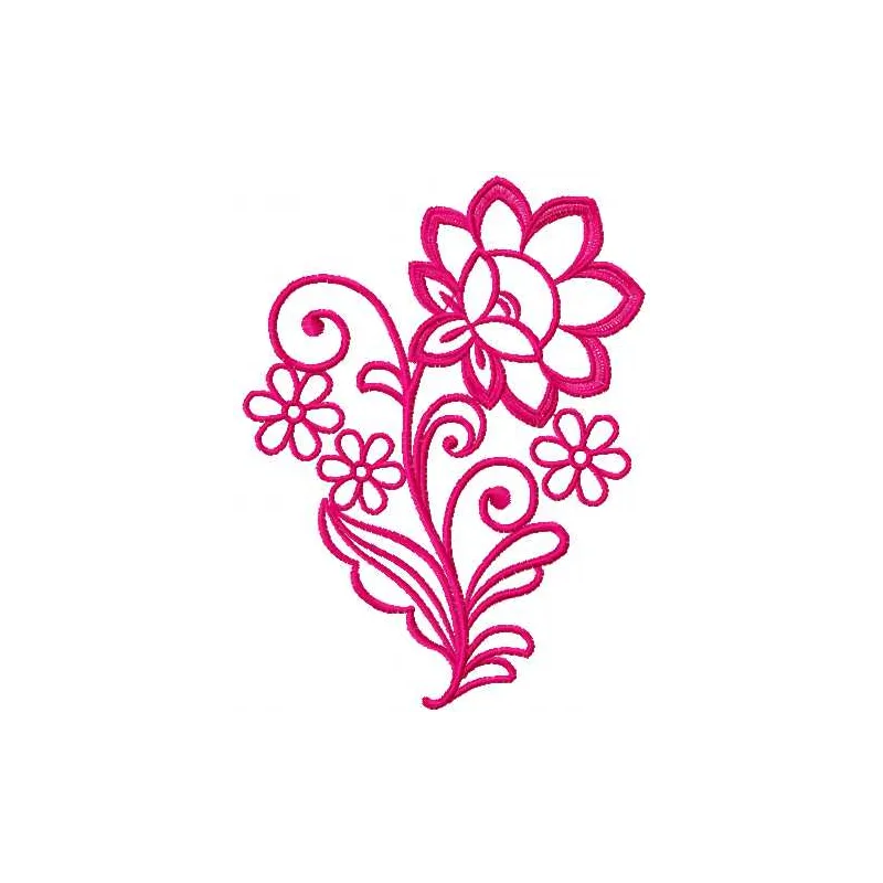Preview of a pink rose one color embroidery design, showcasing intricate floral stitching patterns.