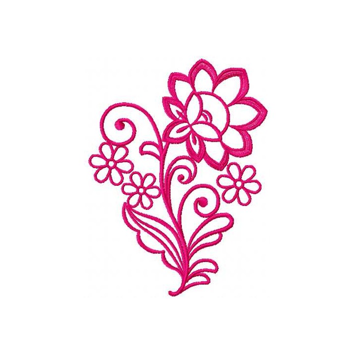 Pink rose one color embroidery design - Embroidery Design