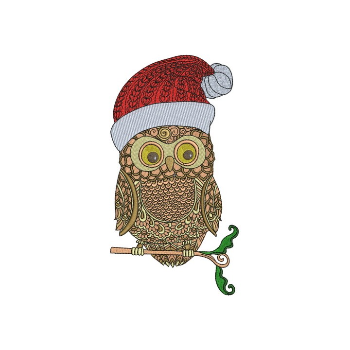 Christmas owl embroidery design - Embroidery Design