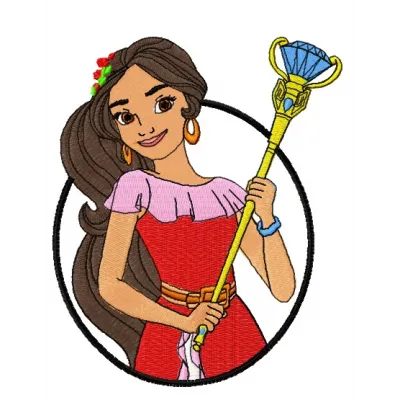 Preview of the Princess Elena embroidery design featuring a whimsical princess motif for creative stitching projects.