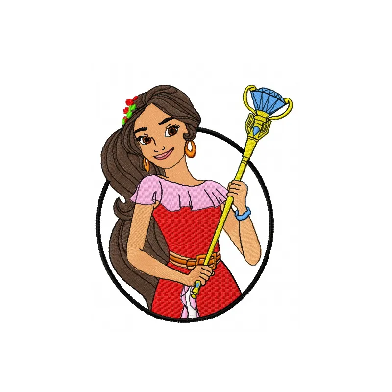 Preview of the Princess Elena embroidery design featuring a whimsical princess motif for creative stitching projects.