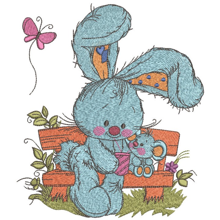 Best friends on the bench embroidery design - Embroidery Design