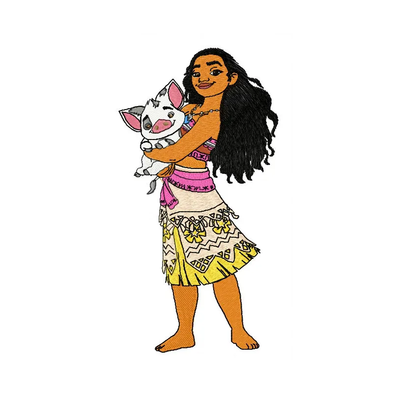 Preview of Moana and Pua 3 embroidery design featuring vibrant characters for creative stitching projects.