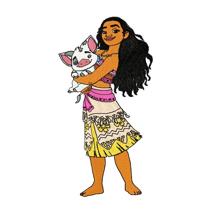 Moana and Pua 3 embroidery design - Embroidery Design